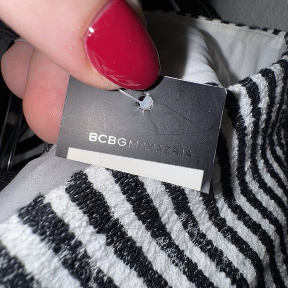 BCBGMaxazria Open Back Piper Mini Dress Black/Off White Holiday Womens 6 New - Picture 7 of 7